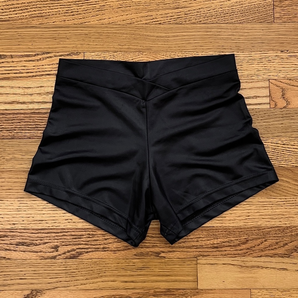 90s Black Shimmery Hot Pants Shorts